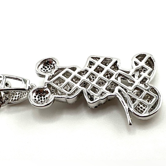 925 Sterling Silver Mickey Mouse Round Cut 3D Round Necklace - Picture 5 of 10